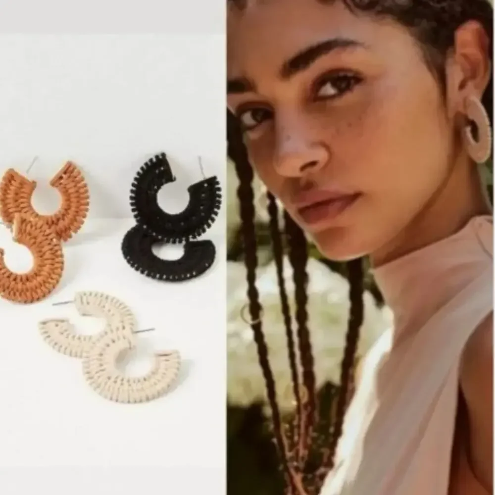 Free People $38 See If I Care Black Hoops NWT
